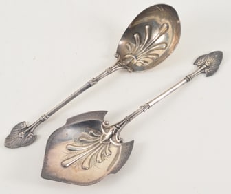 Gorham sterling silver aesthetic leaf pattern serving pieces retailed by George Shreve & Co. 4.3