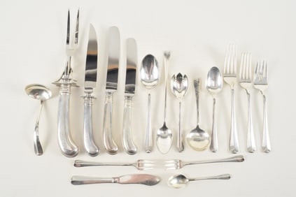 174 Piece Dominick & Haff Rat Tail sterling silver flatware service for 12. Including 12 of each,