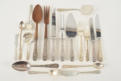 S. Kirk & Son sterling silver floral repousse flatware service, 51-pieces. To include: 5 iced tea