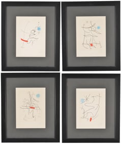 Joan Miro, Spanish 1893-1983. Suite of four colored etchings with aquatint. Sonatine I-IV, 1966.