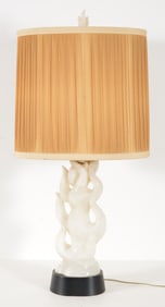 Maurizio Tempestin "La Flamma" carved white alabaster flame form sculpture fitted as a lamp with mat