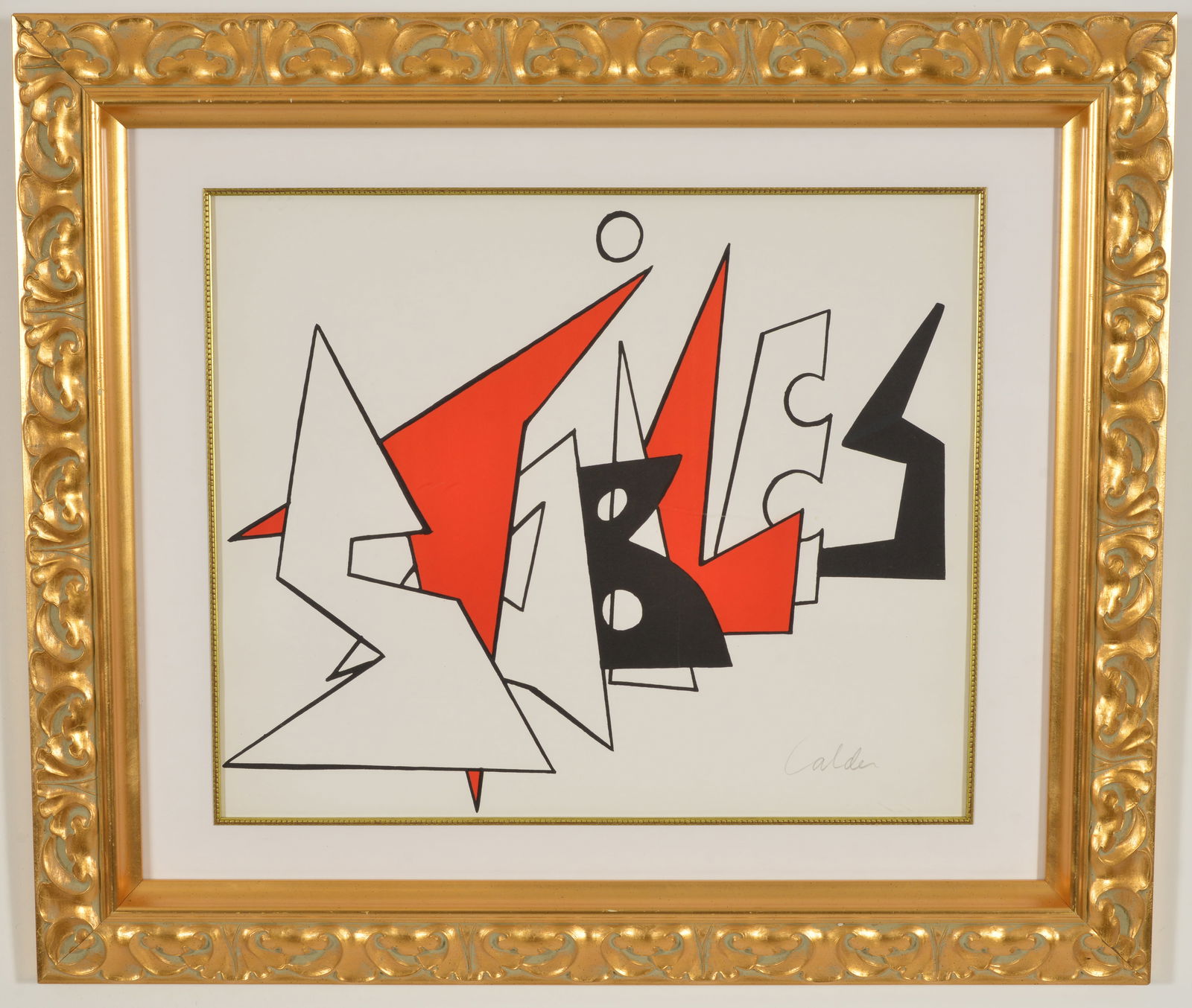 Alexander Calder. "Stabiles" color lithograph. Signed in pencil lower right. Framed under glass. (1 of 9)