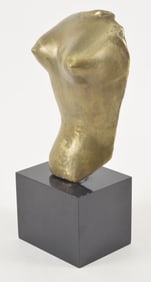 William Zorach bronze sculpture of nude female torso. Signed on lower right side. Mounted to stand.