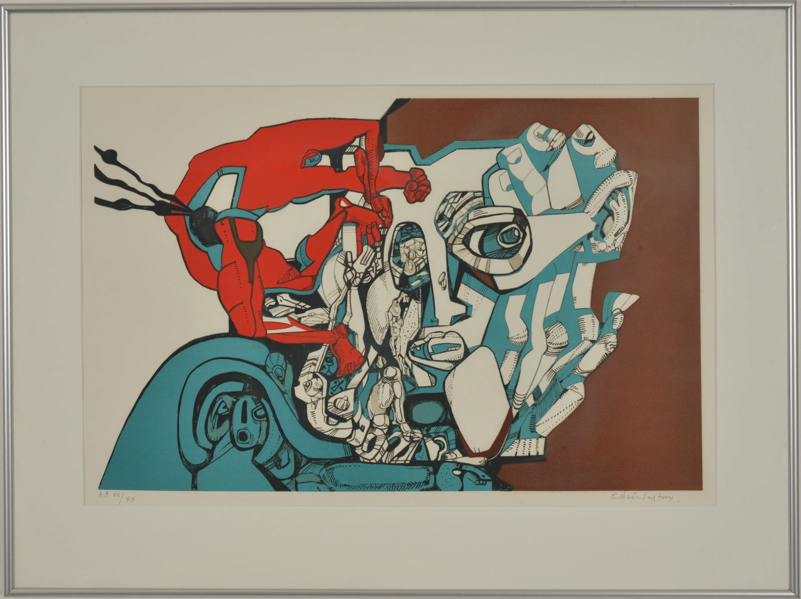 Ernst Neizvestny. Russian. Modern figural abstract lithograph on paper. Artist Proof, numbered 7/20. (1 of 9)