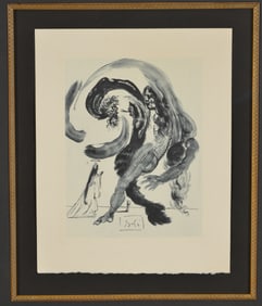 Salvador Dali. "Purgatory Canto 18" from the Divine Comedy. Framed under glass.