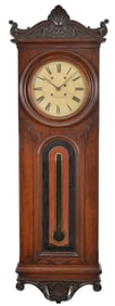 E. Howard & Company, Boston, Number 39 wall regulator, circa 1875. Victorian walnut case with carved