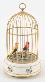 Reuge vintage singing bird cage music automaton. Working condition. 11in high.