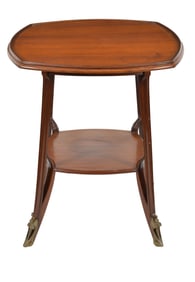 Louis Majorelle attributed mahogany Art Nouveau two-tier square side table, France circa 1900. The