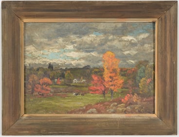 John Joseph Enneking. America. "North Bridgeton, Maine". November 22 1887 dated. Fall landscape with