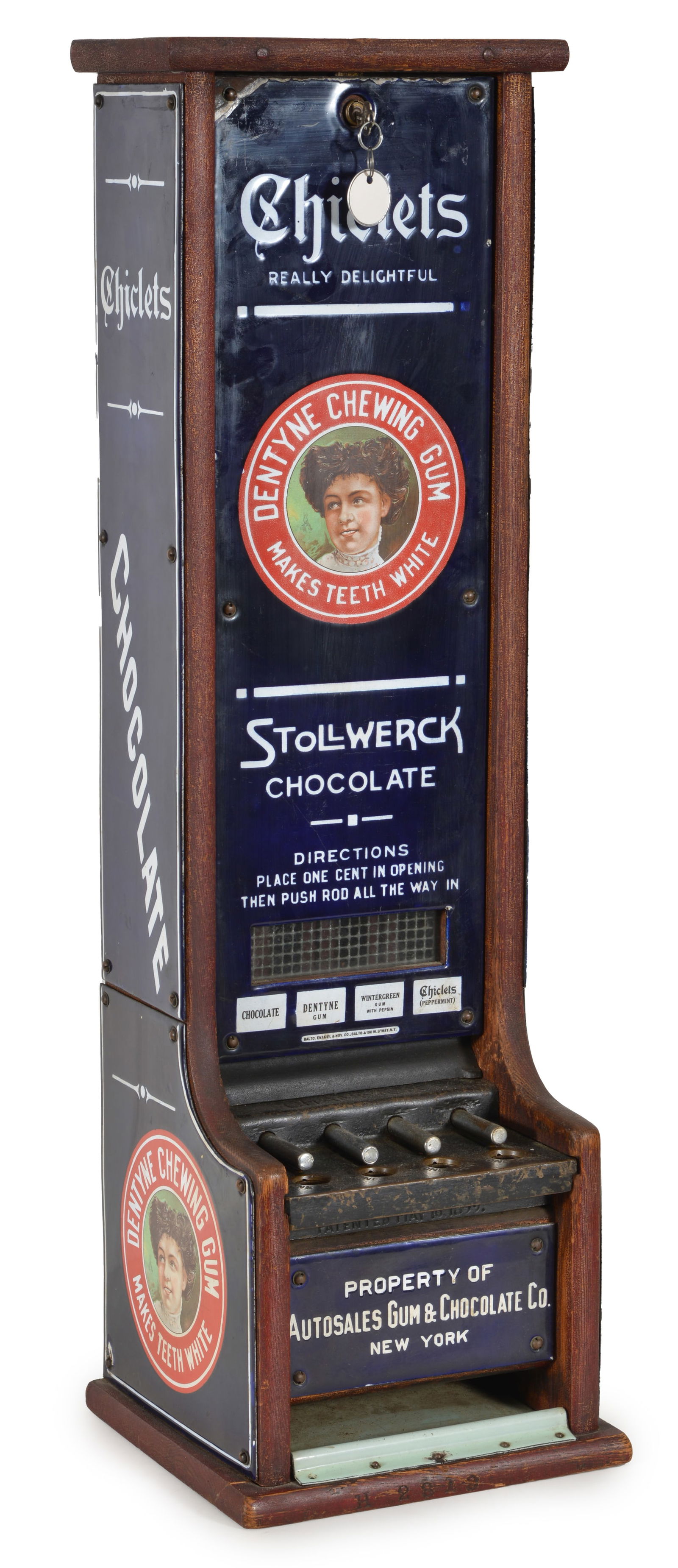 1 Cent Autosales Chiclets Gum and Stollwerck Chocolate Vending Machine. Champion Vending Machine Co. (1 of 13)