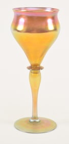 Tiffany Studios favrile glass tall goblet vase, circa 1900. Etched L.C.T. - Favrile / 1267. Minor