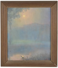 Bancel La Farge. 1905 Moonlit landscape. Rare painting by the son of John La Farge, before he became