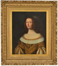 Manner of Justus Sustermans. Antwerp 1597-1681 Florence. Portrait of a lady in elaborate gold