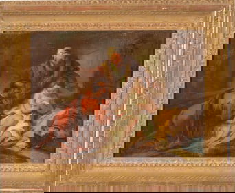 18th century old master painting. Oil on canvas. Framed. Relined. Sight: 12 x 15in. Overall: 16.5 x