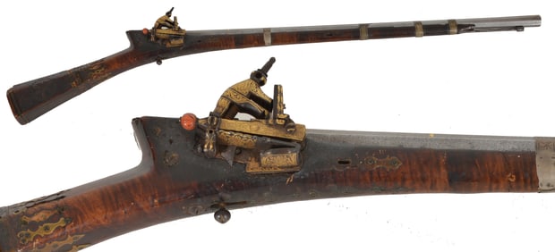 Caucasian Miquelet lock rifled musket, late 18th/early 19th century. Likely Circassian. Ornately