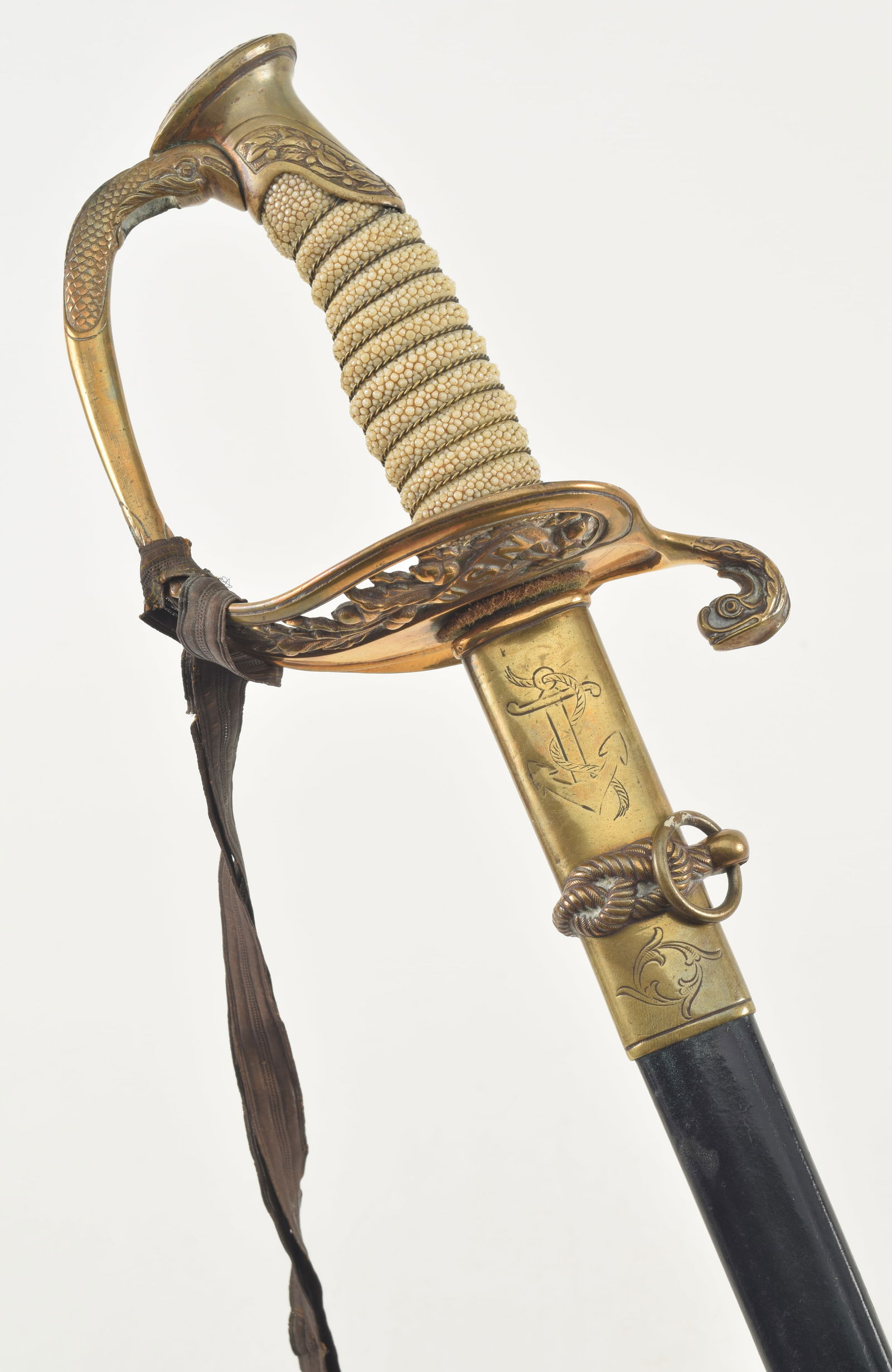 M1852 U.S. Navy presentation sword for William D. Greetham, ca. 1900. German made sword presented to (1 of 10)