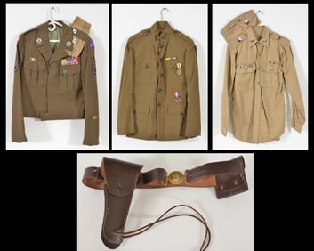 Collection of WWI and WW2 uniforms.
