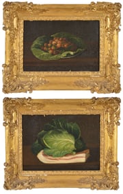 Pair of early 19th century old master still life paintings. Oil on panel. Inscribed and signed