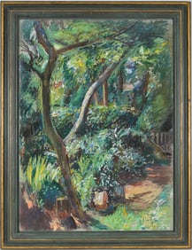 Anthony Eyton. English. "A Garden Path". Large impressionist pastel landscape painting. 1991. Signed