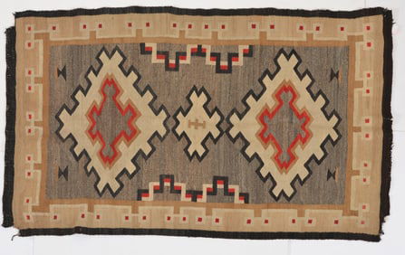 Early 20th century Navajo rug. Medallion pattern. Losses. 61 x 39in.