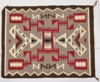 Mid 20th century Navajo storm pattern small rug. 38 x 30in.
