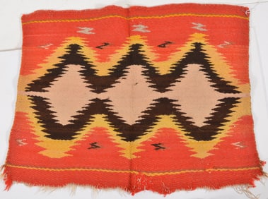 Early 20th century Southwest saddle blanket weaving. Losses. 24 x 30in.