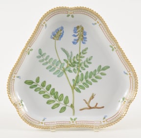 Flora Danica heart shaped tray/dish. Royal Copenhagen porcelain. "Astragalus Orobaides Horn". 11 x