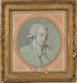 Claude-Jean Houin. France. Late 18th century portrait of Mr. Gentil Ducastel. Charcoal and gouache