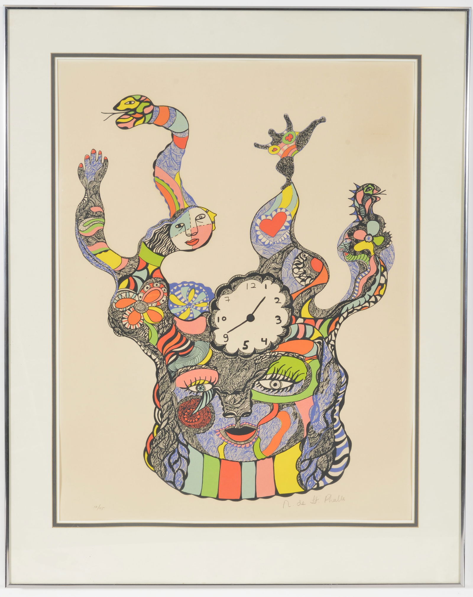 Niki de Saint Phalle. "Nana Power - Monster II". Lithograph. Numbered 17/115. Framed under glass. (1 of 9)