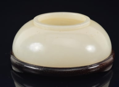 Jade water coupe. Beehive form. Chien Lung mark (1735-1796) and period. Pure white, highly