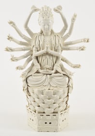 Blanc de Chine figure of the goddess of mercy, Kuan Yin. China. 20th century. Losses. 18.5in.
