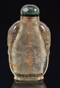 Rutilated quartz snuff bottle. "Golden Needles". China. Ca. 1850. 2.25in.