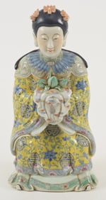 Porcelain figure of a Taoist goddess. China. Early 20th century. Signed. 12in high.