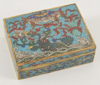 Cloisonne box. China. 18th century. Decoration of dragon carp for success in official promotions. 4
