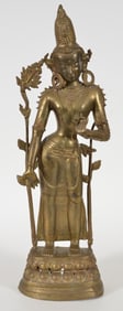 Bronze image of Tara. Nepal. Mid 20th century. 34in high.