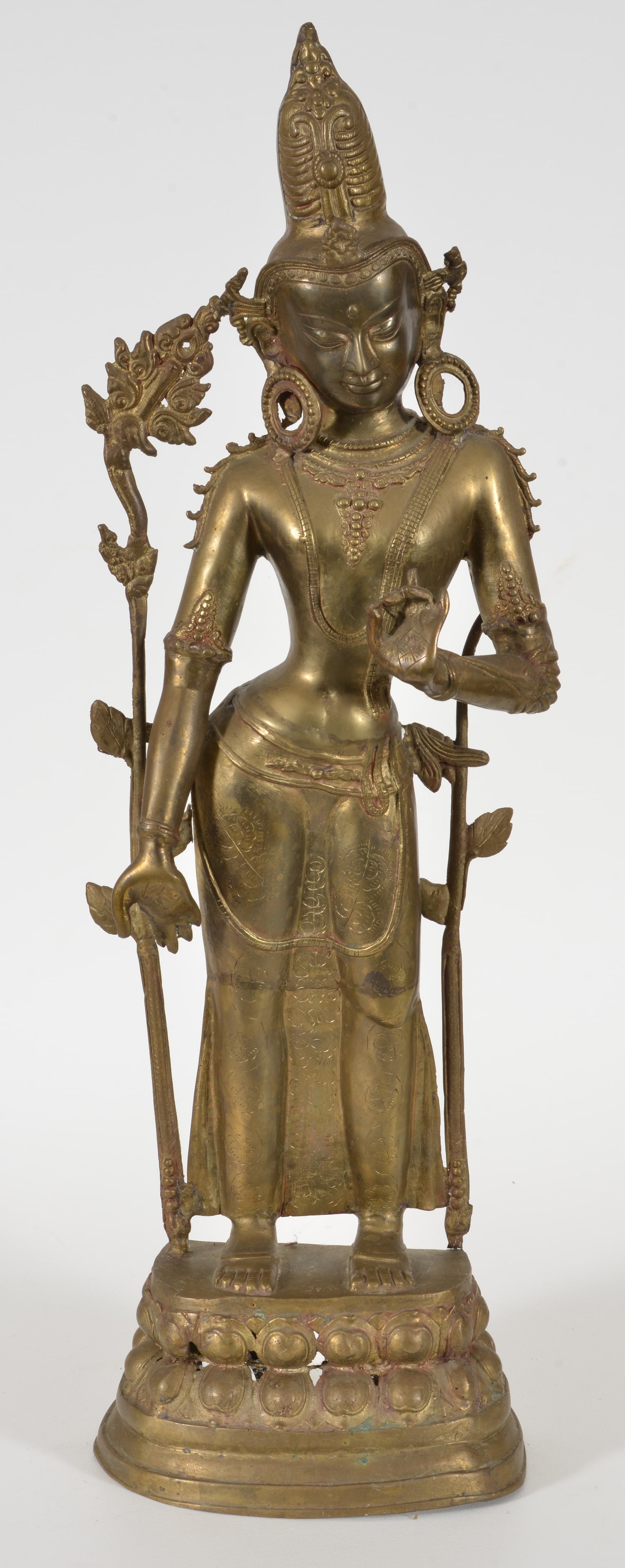 Bronze image of Tara. Nepal. Mid 20th century. 34in high.: Bronze image of Tara. Nepal. Mid 20th century. 34in high.