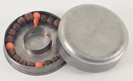 Buddhist prayer beads. China. 18th century. Large agar wood beads and coral spacers. Original fitted