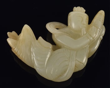 Jade apsara angel. China. Ming period (1368-1644). 2in.