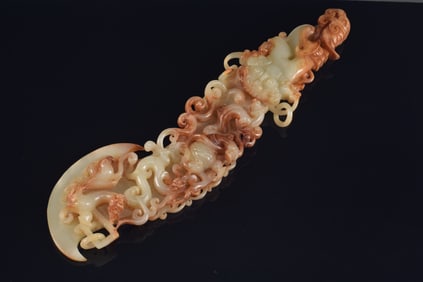 Hardstone axe. China. 20th century. 13in length.