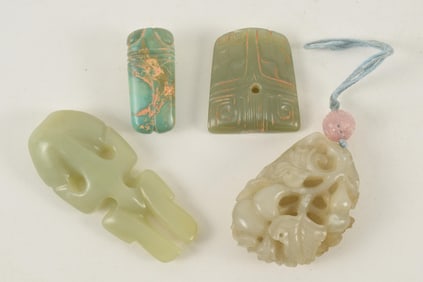 4 hardstone carvings. China. 19th/20th century. Largest 2.5in.