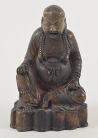 Bronze buddha. China. 19th century. Seated figure of Mi Lo Fu. 6.5in high.