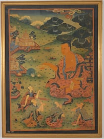 20th century buddhist icon. Framed under glass. Overall: 36 x 26.5in.