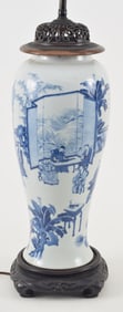 Porcelain vase. China. Kang Hsi period, Chia Ching mark. Underglaze blue decoration of an historical