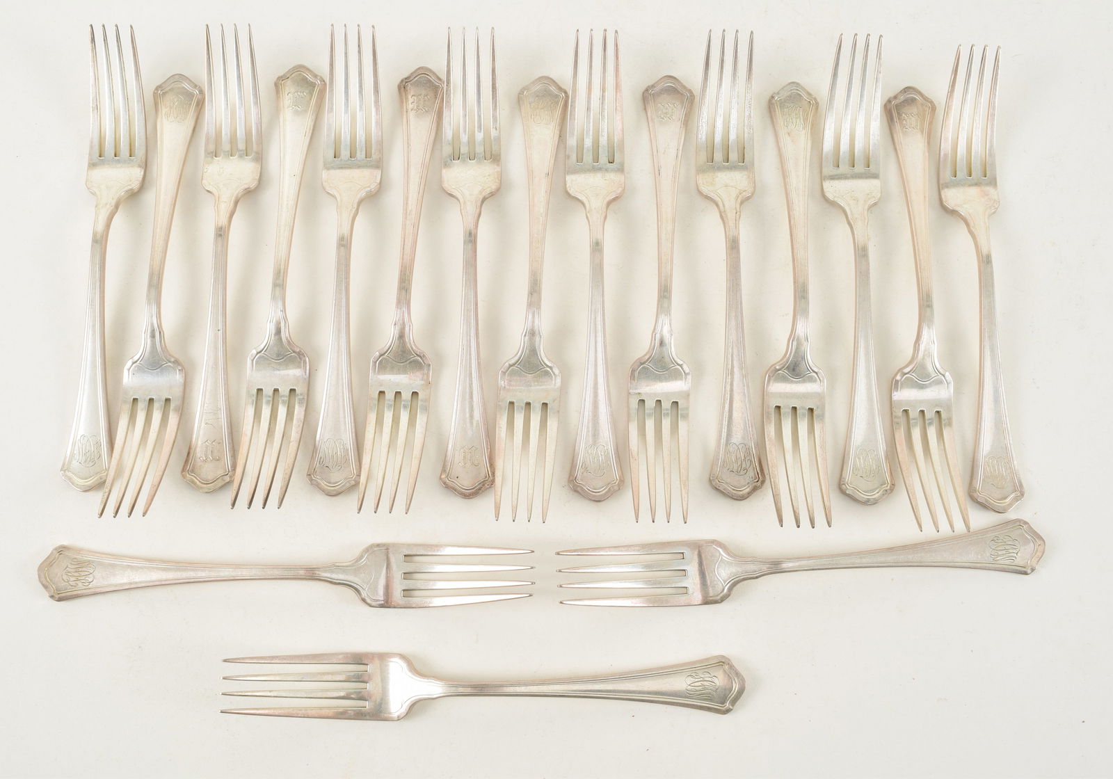 R. Wallace & Sons sterling silver flatware service. To include: 12 spoons, 12 dessert forks, 12 (1 of 20)