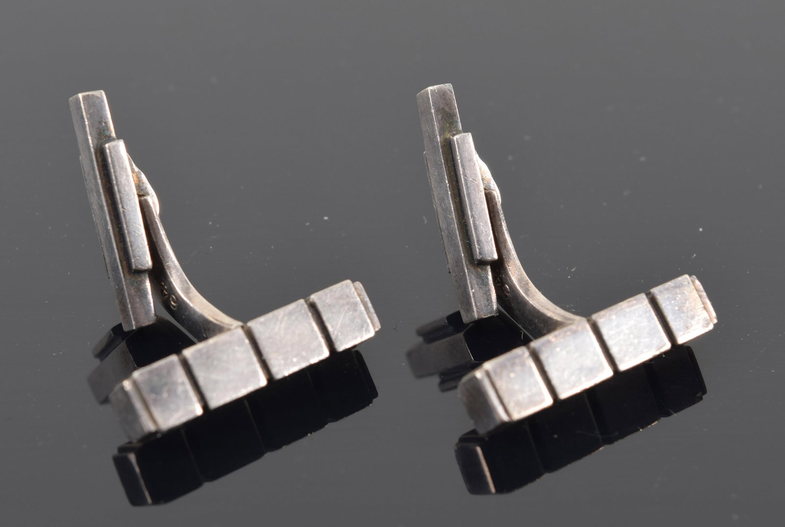 Georg Jensen Danish sterling silver cufflinks. Block form design. Light scratches on one side. (1 of 3)