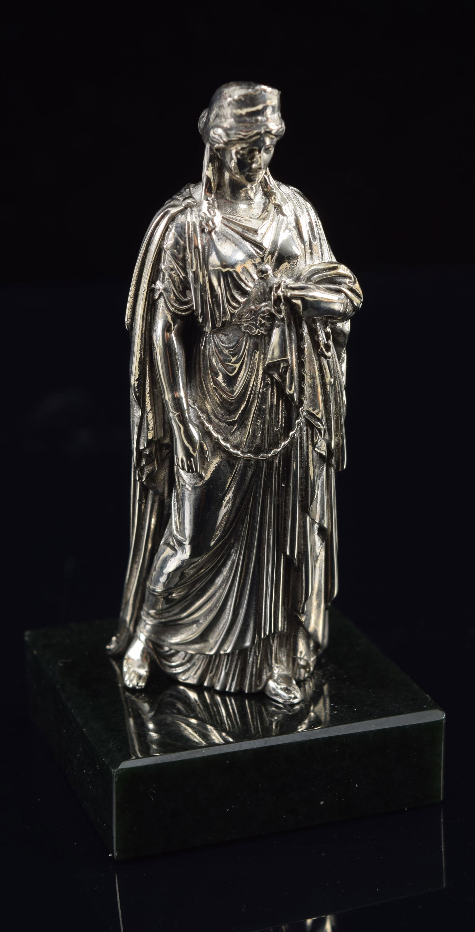 Imperial Russian Miniature Silver Figure, Moscow, Late 19th century. Elegant female figure in (1 of 6)
