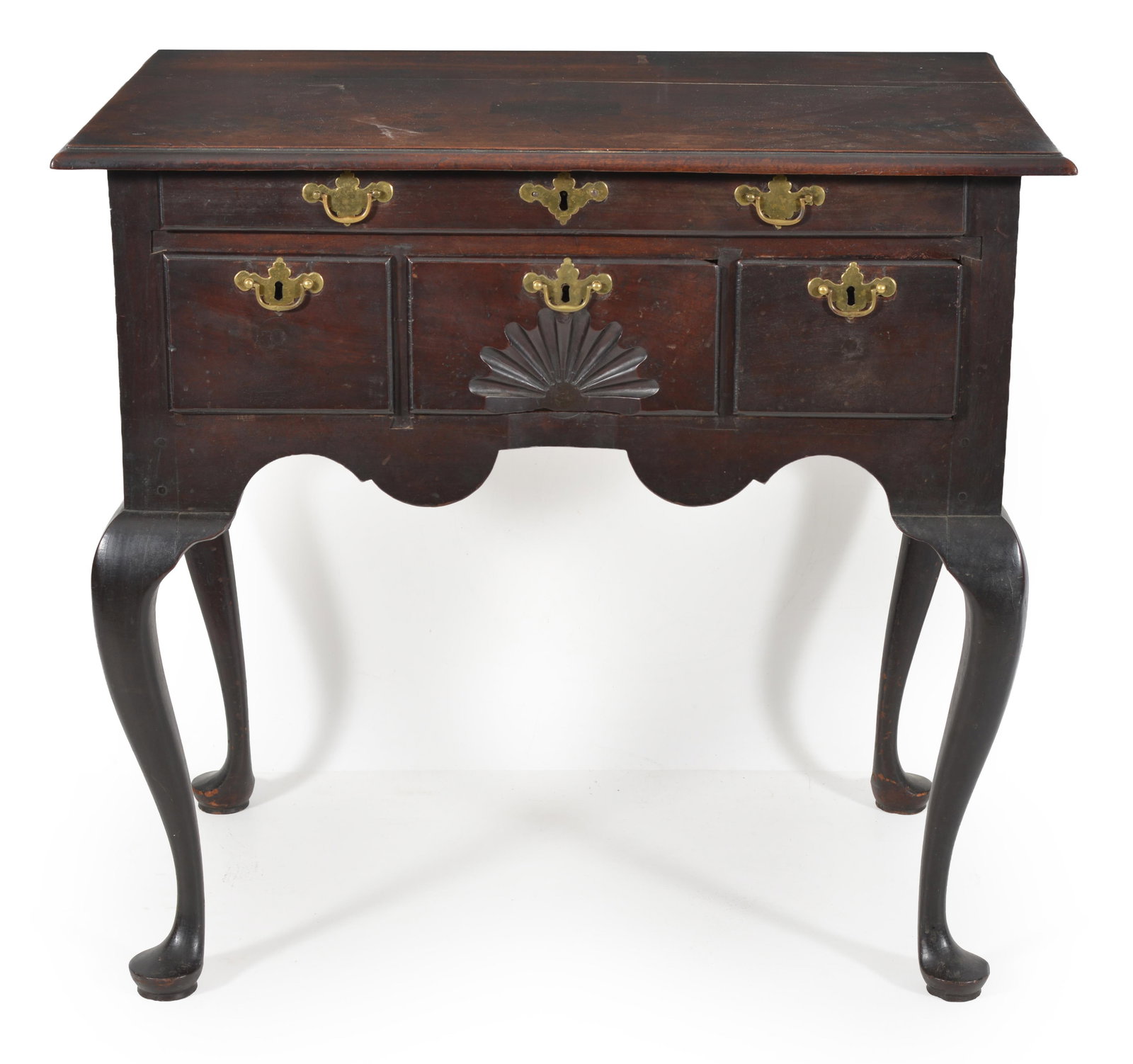 Connecticut Queen Anne mahogany lowboy with shell carved drawer and shaped apron, attributed to (1 of 10)