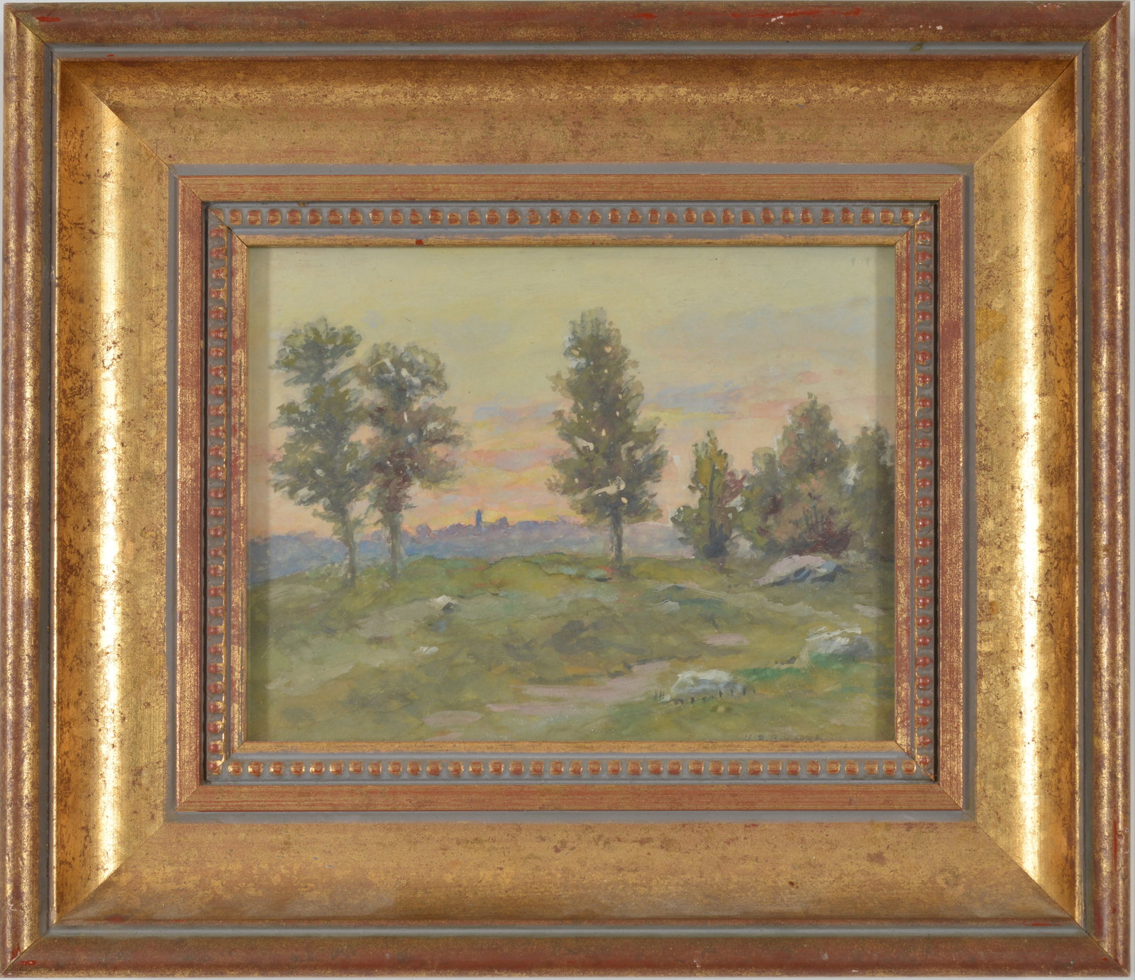 Horace Robbins Burdick. Massachusetts/Rhode Island. Evening landscape with sunset behind hilltop and (1 of 8)