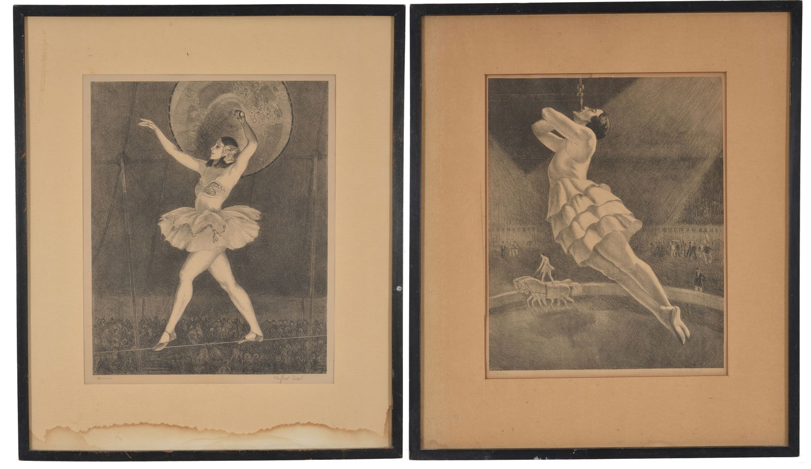 Gifford Beal. 2 lithographs of high-rise circus acts. Each signed lower right and inscribed lower (1 of 16)