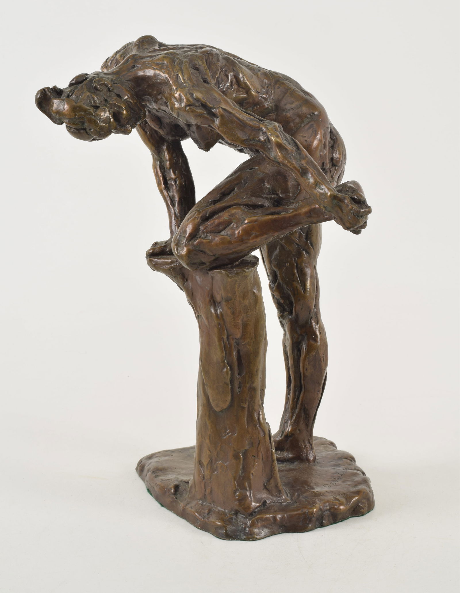 Elizabeth Archer. "Dance Pose". 1982. Bronze sculpture of a nude woman posing. Signed and dated on (1 of 12)